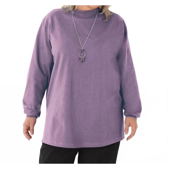 NEW ON THE PLUS SIDE plus size cotton jersey mock turtleneck long sleeve top in - Picture 1 of 3